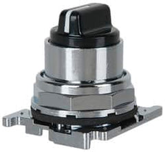 Eaton Cutler-Hammer - 30-1/2mm Mount Hole, 3 Position, Knob Operated, Selector Switch with Cam and Cap - Black, Maintained (MA) - Exact Tooling