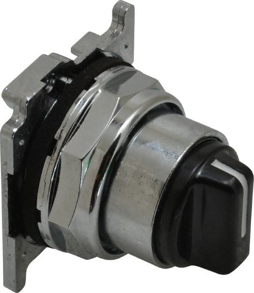 Eaton Cutler-Hammer - 30-1/2mm Mount Hole, 3 Position, Knob Operated, Selector Switch with Cam and Cap - Black, Maintained (MA) - Momentary (MO) - Exact Tooling