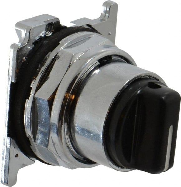 Eaton Cutler-Hammer - 30-1/2mm Mount Hole, 3 Position, Knob Operated, Selector Switch with Cam and Cap - Black, Maintained (MA) - Momentary (MO) - Exact Tooling