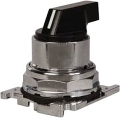 Eaton Cutler-Hammer - 30-1/2mm Mount Hole, 3 Position, Lever Operated, Selector Switch with Cam and Cap - Black, Maintained (MA) - Momentary (MO) - Exact Tooling