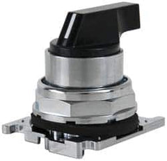 Eaton Cutler-Hammer - 30-1/2mm Mount Hole, 3 Position, Lever Operated, Selector Switch with Cam and Cap - Black, Maintained (MA) - Momentary (MO) - Exact Tooling