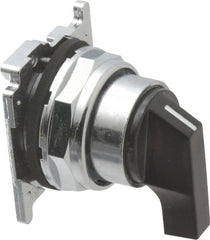 Eaton Cutler-Hammer - 30-1/2mm Mount Hole, 3 Position, Lever Operated, Selector Switch with Cam and Cap - Black, Maintained (MA) - Momentary (MO) - Exact Tooling