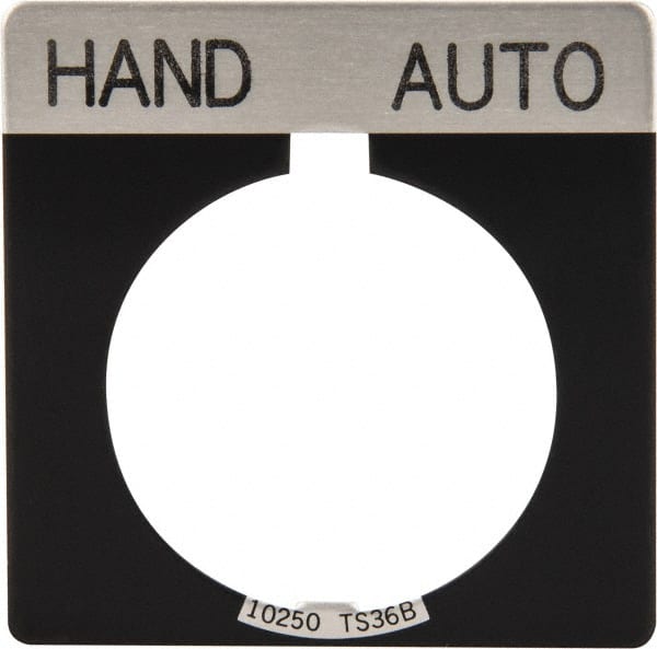 Eaton Cutler-Hammer - Square, Legend Plate - Auto-Off-Hand - Black Background, 30-1/2mm Hole Diameter - Exact Tooling