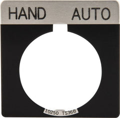 Eaton Cutler-Hammer - Square, Legend Plate - Auto-Off-Hand - Black Background, 30-1/2mm Hole Diameter - Exact Tooling