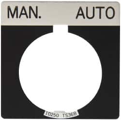 Eaton Cutler-Hammer - Square, Legend Plate - Manual-Auto - Black Background, 30-1/2mm Hole Diameter - Exact Tooling