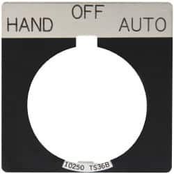 Eaton Cutler-Hammer - Square, Legend Plate - Auto-Off-Hand - Black Background, 30-1/2mm Hole Diameter - Exact Tooling