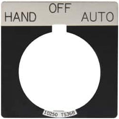 Eaton Cutler-Hammer - Square, Legend Plate - Auto-Off-Hand - Black Background, 30-1/2mm Hole Diameter - Exact Tooling