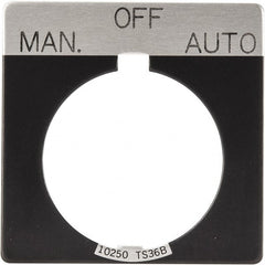 Eaton Cutler-Hammer - Square, Legend Plate - Manual-Off-Auto - Black Background, 30-1/2mm Hole Diameter - Exact Tooling