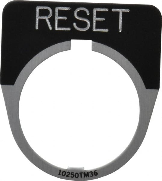 Eaton Cutler-Hammer - Half Round, Legend Plate - Reset - Black Background, 30-1/2mm Hole Diameter - Exact Tooling