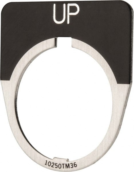 Eaton Cutler-Hammer - Half Round, Legend Plate - Up - Black Background, 30-1/2mm Hole Diameter - Exact Tooling