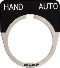 Eaton Cutler-Hammer - Half Round, Legend Plate - Auto-Off-Hand - Black Background, 30-1/2mm Hole Diameter - Exact Tooling