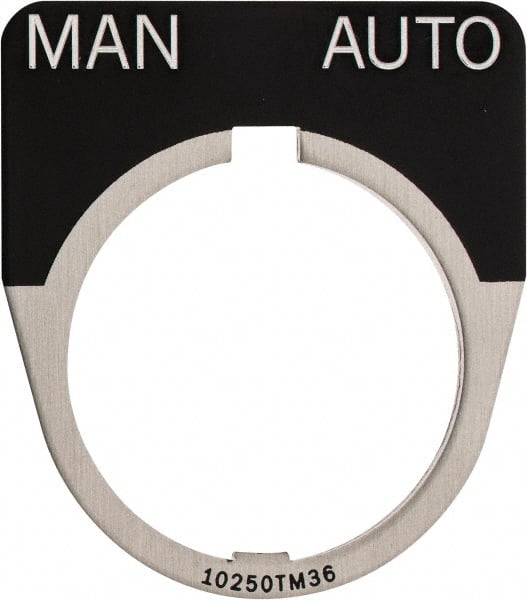Eaton Cutler-Hammer - Half Round, Legend Plate - Manual-Auto - Black Background, 30-1/2mm Hole Diameter - Exact Tooling