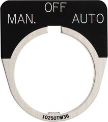 Eaton Cutler-Hammer - Half Round, Legend Plate - Manual-Off-Auto - Black Background, 30-1/2mm Hole Diameter - Exact Tooling