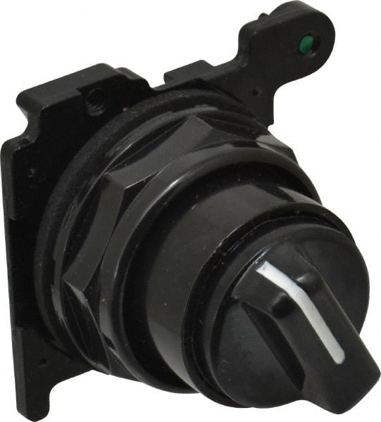 Eaton Cutler-Hammer - 30-1/2mm Mount Hole, 2 Position, Knob Operated, Selector Switch Only - Black, Maintained (MA), Corrosion Resistant, Oil and Watertight - Exact Tooling