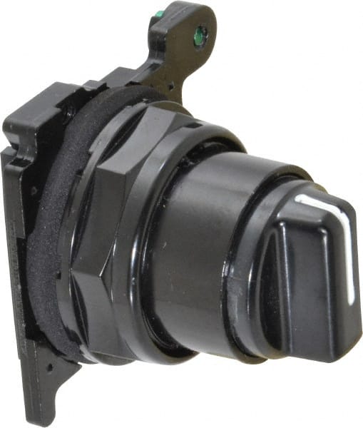 Eaton Cutler-Hammer - 30-1/2mm Mount Hole, 3 Position, Knob Operated, Selector Switch Only - Black, Maintained (MA), Corrosion Resistant, Oil and Watertight - Exact Tooling