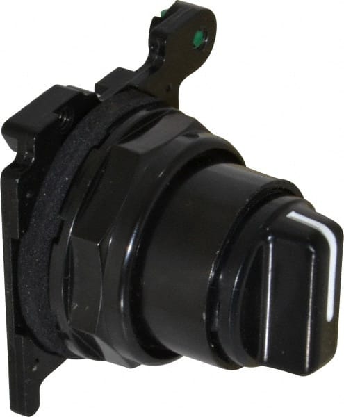 Eaton Cutler-Hammer - 30-1/2mm Mount Hole, 3 Position, Knob Operated, Selector Switch Only - Black, Maintained (MA) - Momentary (MO), Corrosion Resistant, Oil and Watertight - Exact Tooling