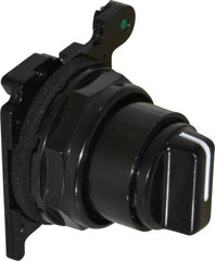 Eaton Cutler-Hammer - 30-1/2mm Mount Hole, 3 Position, Knob Operated, Selector Switch Only - Black, Maintained (MA) - Momentary (MO), Corrosion Resistant, Oil and Watertight - Exact Tooling