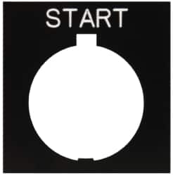 Eaton Cutler-Hammer - Square, Legend Plate - Start - Black Background, 30-1/2mm Hole Diameter, 1.77 Inch Square - Exact Tooling