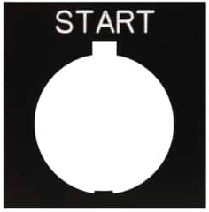 Eaton Cutler-Hammer - Square, Legend Plate - Start - Black Background, 30-1/2mm Hole Diameter, 1.77 Inch Square - Exact Tooling