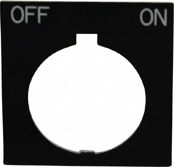 Eaton Cutler-Hammer - Square, Legend Plate - Off-On - Black Background, 30-1/2mm Hole Diameter, 1.77 Inch Square - Exact Tooling