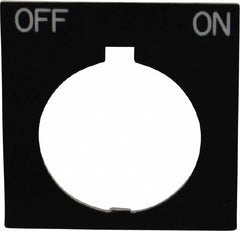 Eaton Cutler-Hammer - Square, Legend Plate - Off-On - Black Background, 30-1/2mm Hole Diameter, 1.77 Inch Square - Exact Tooling