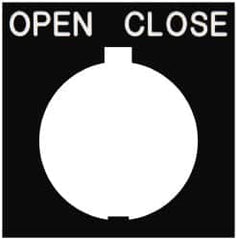 Eaton Cutler-Hammer - Square, Legend Plate - Open-Close - Black Background, 30-1/2mm Hole Diameter, 1.77 Inch Square - Exact Tooling