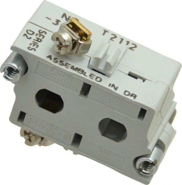 Eaton Cutler-Hammer - 0.5 Amp, Electrical Switch Contact Block - 120 VAC/VDC, Pressure Terminal, 30-1/2mm Hole, For Use with E34 Operators, Standard 10250T - Exact Tooling