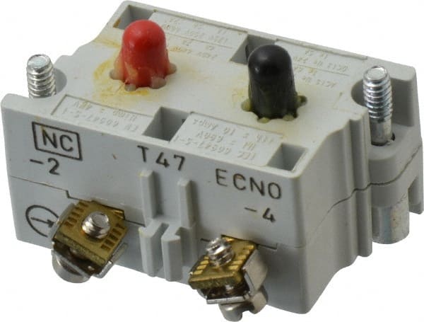 Eaton Cutler-Hammer - NO/NC, 0.5 Amp, Electrical Switch Contact Block - 120 VAC/VDC, Pressure Terminal, 30-1/2mm Hole, For Use with E34 Operators, Standard 10250T - Exact Tooling