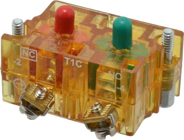 Eaton Cutler-Hammer - NO/NC, 0.5 Amp, Electrical Switch Contact Block - 120 VAC/VDC, Pressure Terminal, 30-1/2mm Hole, For Use with E34 Operators, Standard 10250T - Exact Tooling