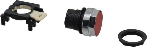 Eaton Cutler-Hammer - 25mm Mount Hole, Flush, Pushbutton Switch Only - Round, Red Pushbutton, Nonilluminated, Momentary (MO) - Exact Tooling