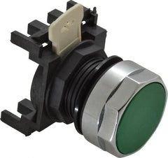 Eaton Cutler-Hammer - 25mm Mount Hole, Flush, Pushbutton Switch Only - Round, Green Pushbutton, Nonilluminated, Momentary (MO) - Exact Tooling