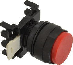 Eaton Cutler-Hammer - 25mm Mount Hole, Extended Straight, Pushbutton Switch Only - Round, Red Pushbutton, Nonilluminated, Momentary (MO) - Exact Tooling