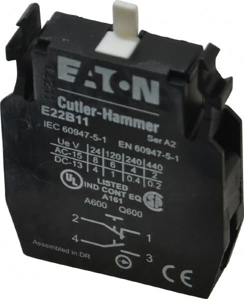 Eaton Cutler-Hammer - NO/NC, Electrical Switch Contact Block - 22-1/2mm Hole, For Use with Indicating Lights, Pushbuttons - Exact Tooling