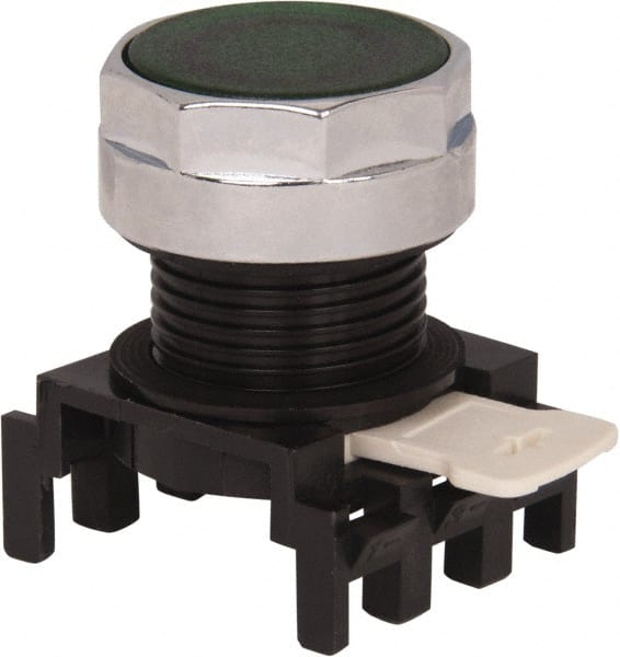 Eaton Cutler-Hammer - 25mm Mount Hole, Flush, Pushbutton Switch Only - Round, Green Pushbutton, Illuminated, Momentary (MO) - Exact Tooling
