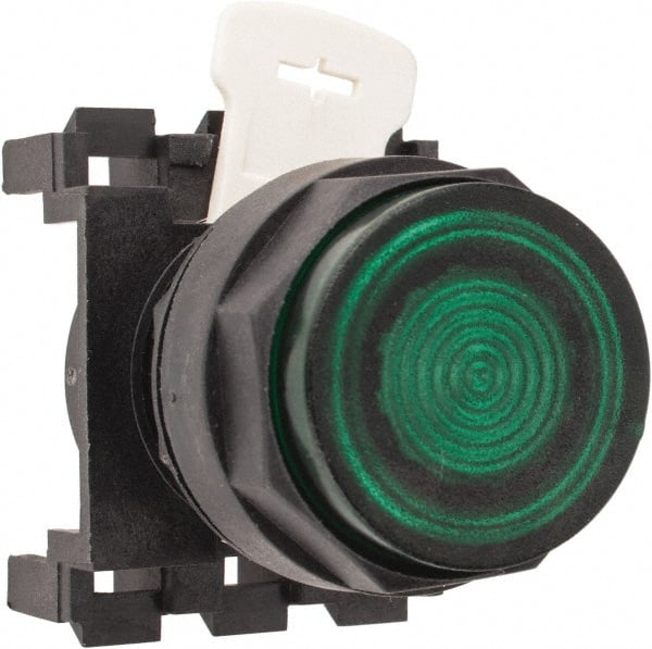 Eaton Cutler-Hammer - 25mm Mount Hole, Extended Straight, Pushbutton Switch Only - Round, Green Pushbutton, Illuminated, Momentary (MO) - Exact Tooling