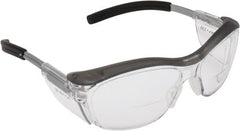3M - +2, Clear Lenses, Anti-Fog, Framed Magnifying Safety Glasses - UV Protection, Adjustable Temples, Gray Plastic Frame, ANSI Z87.1-2010 - Exact Tooling