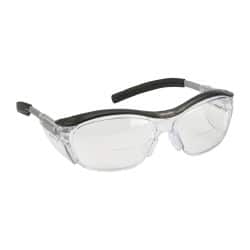 3M - +2.5, Clear Lenses, Anti-Fog, Framed Magnifying Safety Glasses - UV Protection, Adjustable Temples, Gray Plastic Frame, ANSI Z87.1-2010 - Exact Tooling