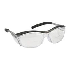 3M - +2.5, Clear Lenses, Anti-Fog, Framed Magnifying Safety Glasses - UV Protection, Adjustable Temples, Gray Plastic Frame, ANSI Z87.1-2010 - Exact Tooling