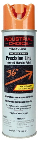 Rust-Oleum - 17 fl oz Orange Marking Paint - 600' to 700' Coverage at 1" Wide, Solvent-Based Formula - Exact Tooling