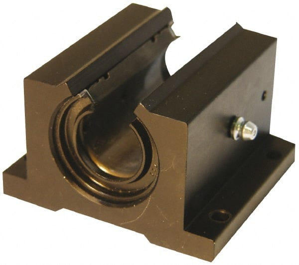 L.M76 - 1.0008" Inside Diam, Open Single Pillow Block Linear Bearing - 3-1/4" Overall Width - Exact Tooling