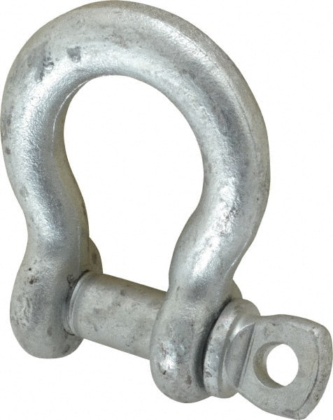 Made in USA - 5/8" Nominal Chain Size, 3.25 Ton Carbon Steel Screw Anchor Shackle - 5/8" Diam, 3/4" Pin Diam, 2-7/16" High x 1-1/16" Wide Inside Jaw, 1-9/16" Inside Width, 1-7/16" Max Body Thickness - Exact Tooling