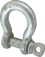 Made in USA - 5/8" Nominal Chain Size, 3.25 Ton Carbon Steel Screw Anchor Shackle - 5/8" Diam, 3/4" Pin Diam, 2-7/16" High x 1-1/16" Wide Inside Jaw, 1-9/16" Inside Width, 1-7/16" Max Body Thickness - Exact Tooling