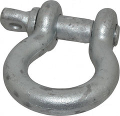 Made in USA - 7/8" Nominal Chain Size, 6.5 Ton Carbon Steel Screw Anchor Shackle - 7/8" Diam, 1" Pin Diam, 3-1/8" High x 1-7/16" Wide Inside Jaw, 2-1/16" Inside Width, 2" Max Body Thickness - Exact Tooling