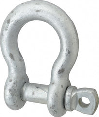 Made in USA - 1" Nominal Chain Size, 8.5 Ton Carbon Steel Screw Anchor Shackle - 1" Diam, 1-1/8" Pin Diam, 3-3/4" High x 1-11/16" Wide Inside Jaw, 2-1/2" Inside Width, 2-3/8" Max Body Thickness - Exact Tooling