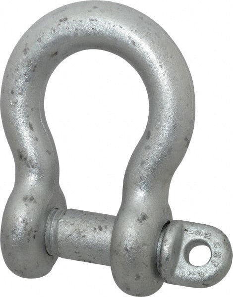 Made in USA - 1-1/4" Nominal Chain Size, 12 Ton Carbon Steel Screw Anchor Shackle - 1-1/4" Diam, 1-3/8" Pin Diam, 4-1/2" High x 2" Wide Inside Jaw, 3-1/4" Inside Width, 3" Max Body Thickness - Exact Tooling