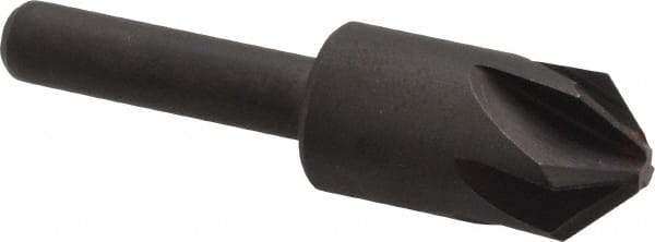 Keo - 1/2" Head Diam, 1/4" Shank Diam, 6 Flute 90° High Speed Steel Countersink - Bright Finish, 2" OAL, Single End, Straight Shank, Right Hand Cut - Exact Tooling