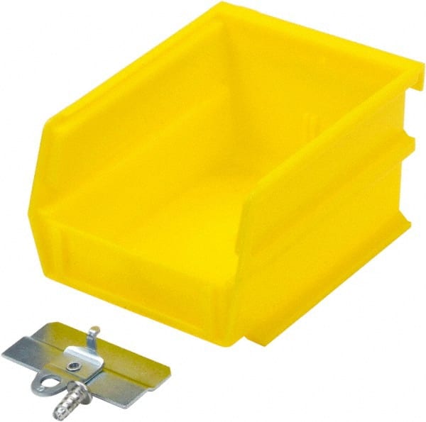 Triton - 5-3/8" Deep, Yellow Polypropylene Hopper Stacking Bin - 3" High x 4-1/8" Wide x 5-3/8" Long - Exact Tooling