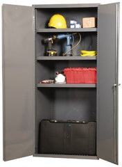 Durham - 4 Shelf Locking Storage Cabinet - Steel, 36" Wide x 18" Deep x 84" High, Gray - Exact Tooling