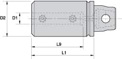 Kennametal - 1/4" Bore Diam, 32mm Body Diam x 32mm Body Length, Boring Bar Holder & Adapter - 0.094" Screw Thread Lock, 27mm Bore Depth, Internal Coolant - Exact Tooling