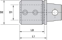 Kennametal - 3/4" Bore Diam, 1.26" Body Diam x 1.26" Body Length, Boring Bar Holder & Adapter - 1.06" Bore Depth, Internal Coolant - Exact Tooling